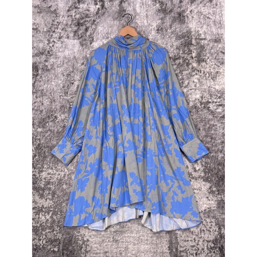 New Careste Dress 20 Womens Blue Floral Balloon Sleeve Tie Back Mini Plus Size